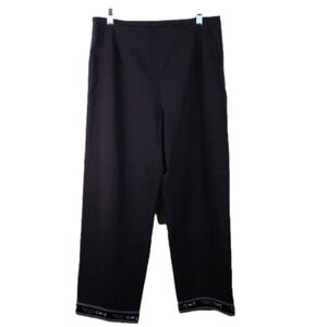 Fibers Barbara Lesser Black Rayon High Waist Straight Leg Casual Pants